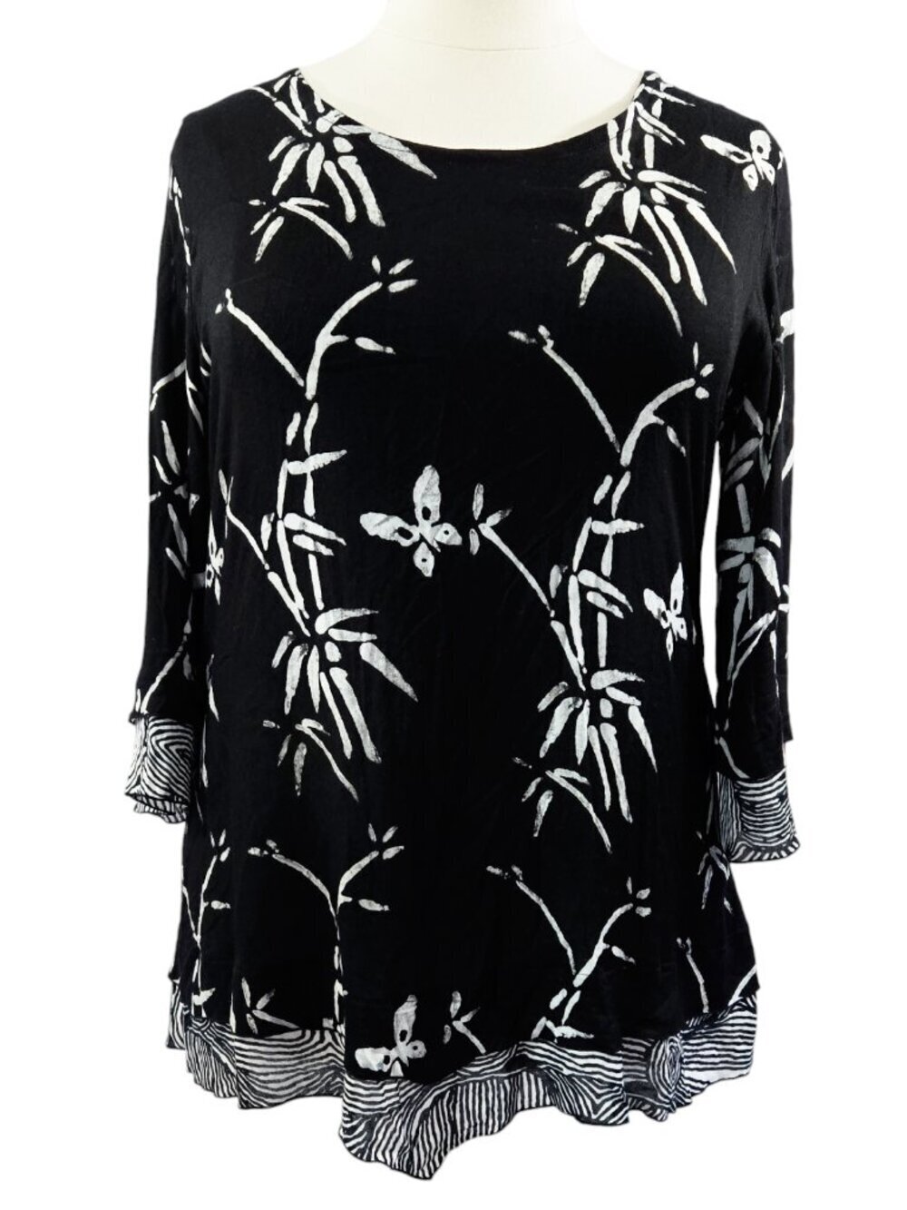 Soft Surroundings Bamboo Bella Black Scoop Neck Tunic Asian Beachy Boho